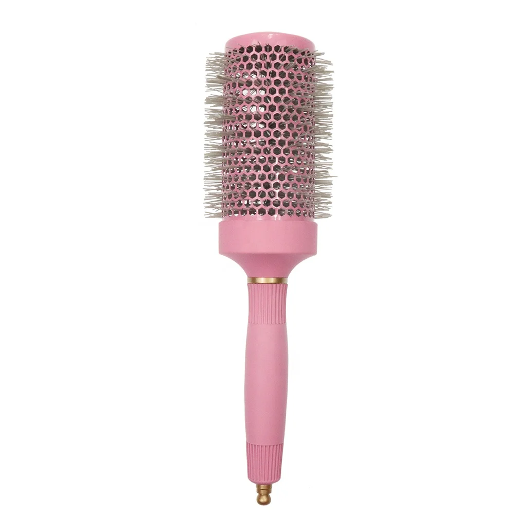Salon High Temperature Resistance Ceramic Aluminum Round Roll Comb Bristle Fluffy Curling Styling Curly Hair Comb