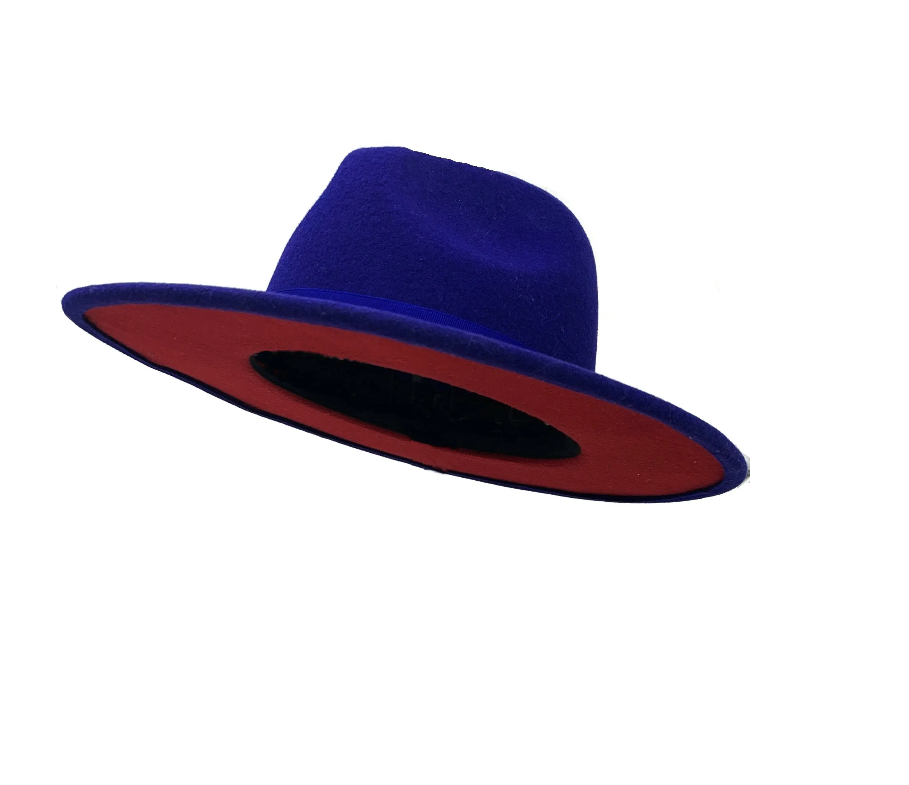 
Personalized Wide Brim Black Unisex Fashion 100% Wool Felt Fedora Hat 