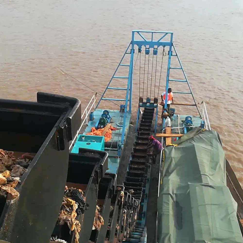 Factory hot sale gold diamond mining chain bucket dredger gold dredge pontoons