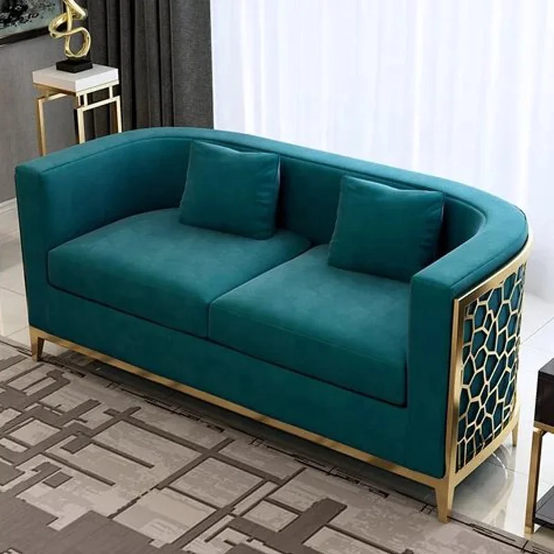 Velvet One/two Seaters Living Room Sofa Stainless Steel Modern Design Navy Green Sofa Sets Bedroom Sets Dining Room Furniture