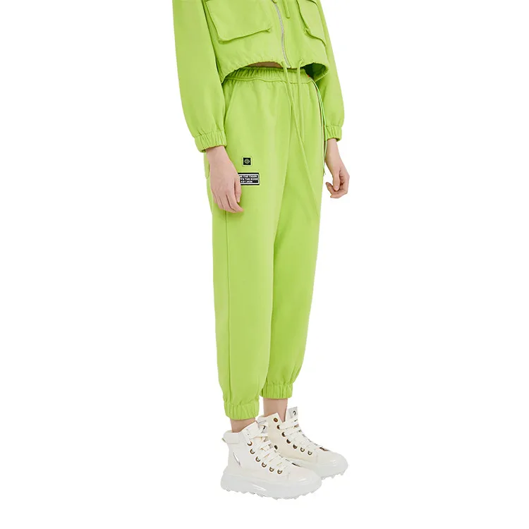 
 TOREA D.X ODM оптовая продажа, горячая флуоресцентная зеленая хлопковая свободная посадка, женская одежда, повседневные брюки  