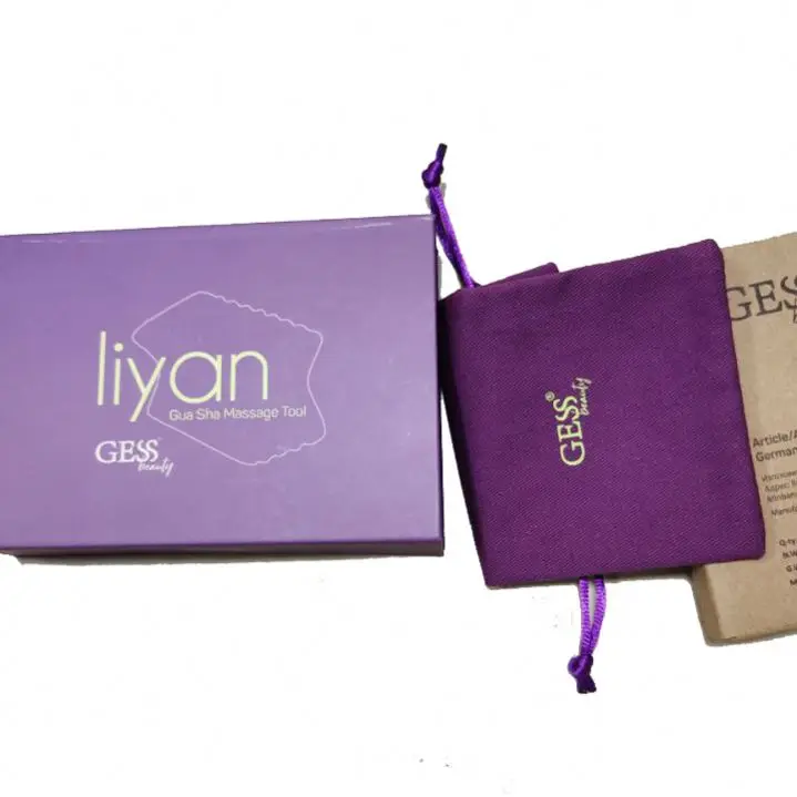 GESS Body Quartz Jade Stone Gua Sha Scraping Massage Board Tool Set gray agate