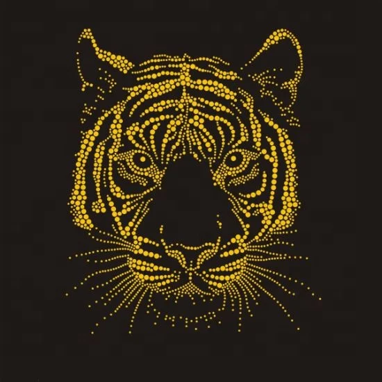 Hot Fix Large Pattern Tiger Rhinestone Designs round Iron on Heat Transfer Motif Crystal for Shoes for Shoes Decor