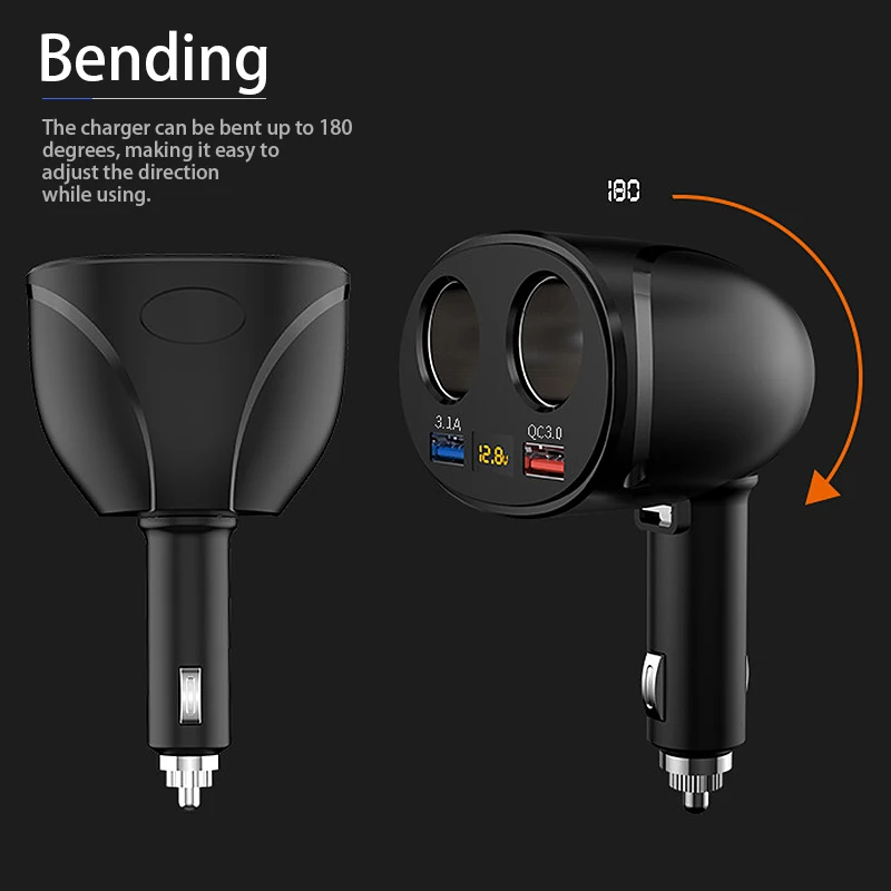 PSDA USB Car Charger Quick Charge 3.0 + 3.1A Car Cigarette Lighter Socket Splitter Plug LED Car-Charger Adapter For Phone MP3
