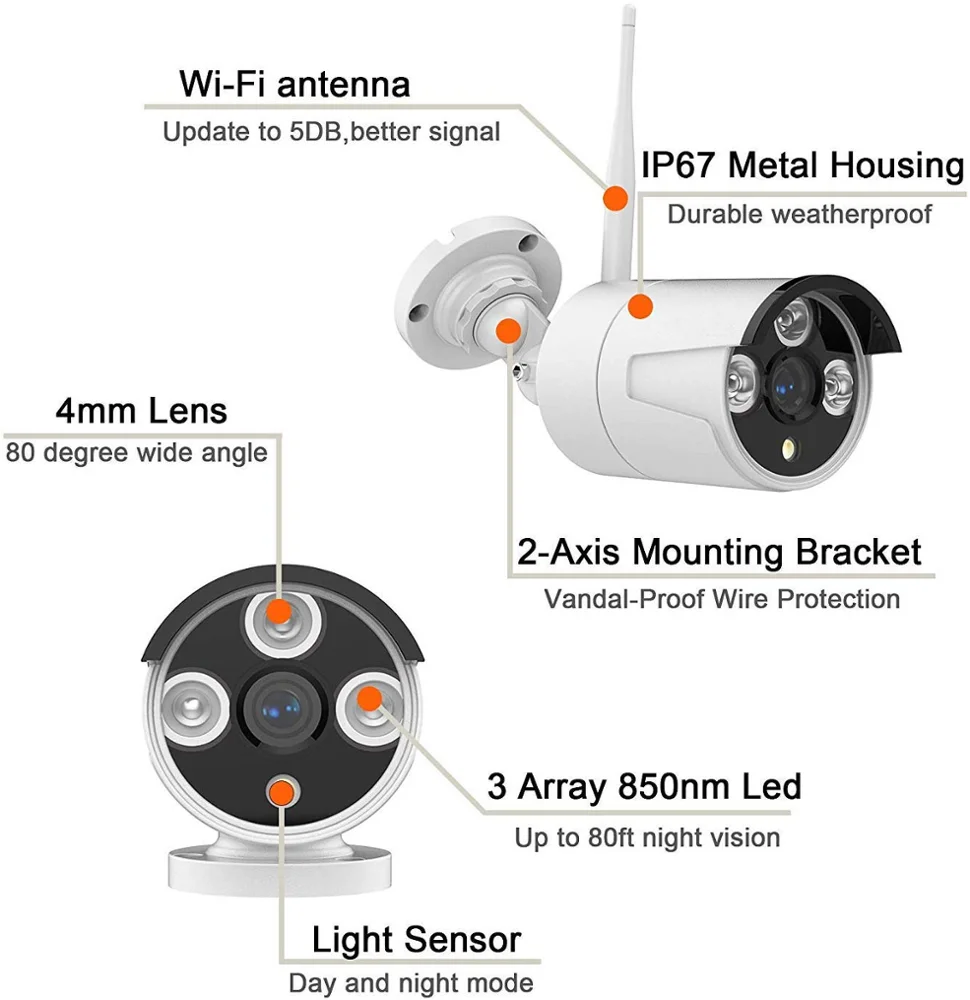 Hot Selling With 1T HDD Home Security Camera 4CH CCTV Set Camera 1080P 2MP Wireless Wifi NVR Kit Video Camera cctv kit