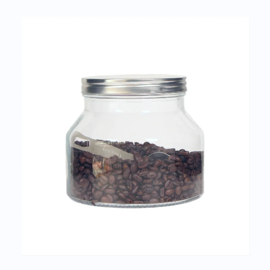 Wide Mouth Home Kitchen 1200ml Food Cookie Candy Pasta Coffee Storage Jar Glass With Metal Lid