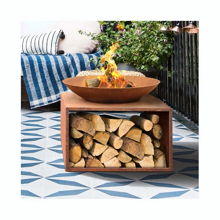 Индивидуальный наружный садовый обогреватель из кортеновой стали, чаша и гриль для поджига под дерево