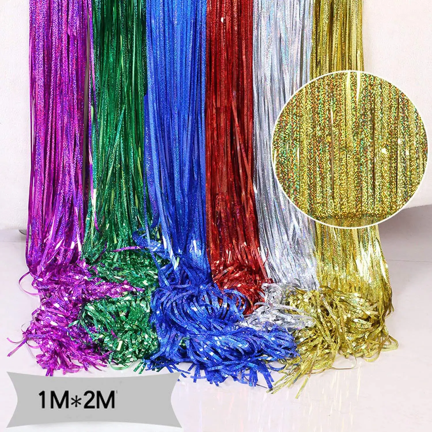 Popular Metallic Tinsel Foil Fringe Streamer Curtains Backdrop Party Decoration Supplies for Photo Booth Props Birthday Wedding