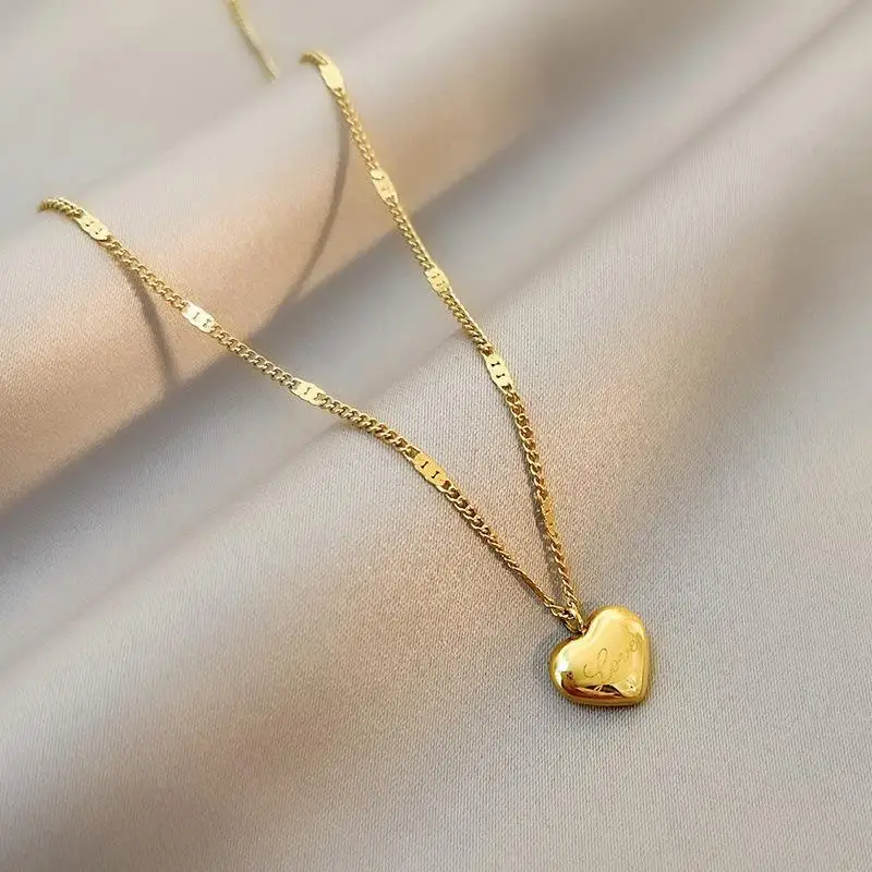 Wholesale Fashion Jewelry Gold Plated Stainless Steel Heart Pendant Necklace for Women