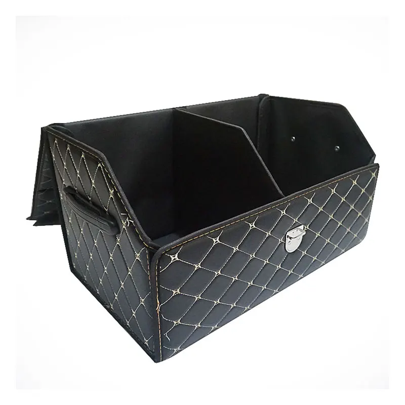
2020 buy car accessories interior organizer waterproof durable foldable handy car storage leather box trunk box for car 