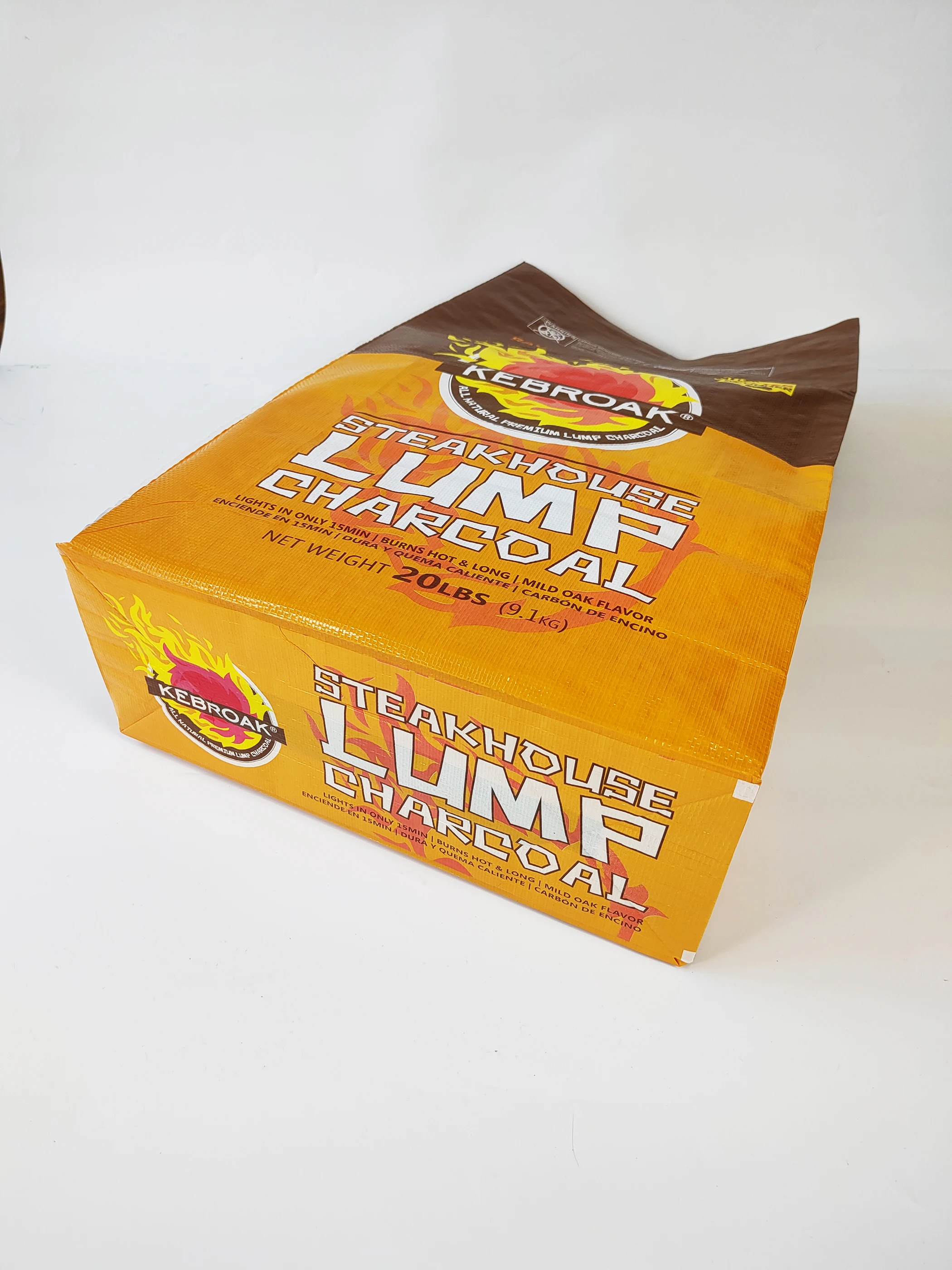 Custom Full Colorful printing square bottom BOPP laminated pp woven charcoal packing bag