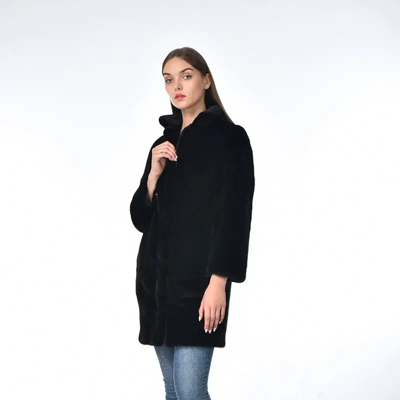 High Quality Winter Thick Plus Size Factory Price Fashion Genuine Luxurious Mink Fur Coat