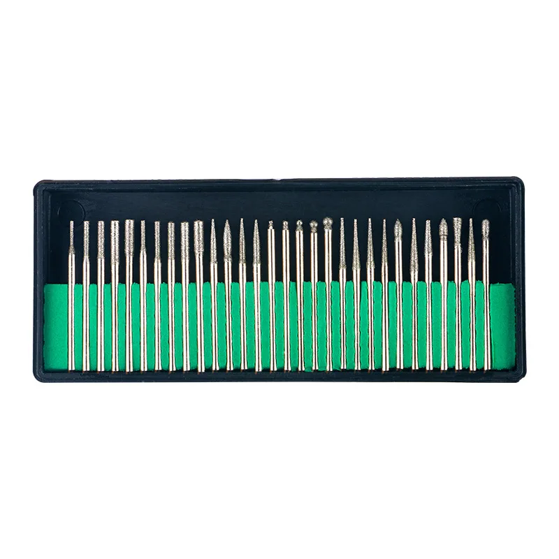 30pcs Silver Diamond Nail Polishing Needle Nail Art Tool Kits Drill Bits Rotary Grinding Head For Nail Manicure Pedicure