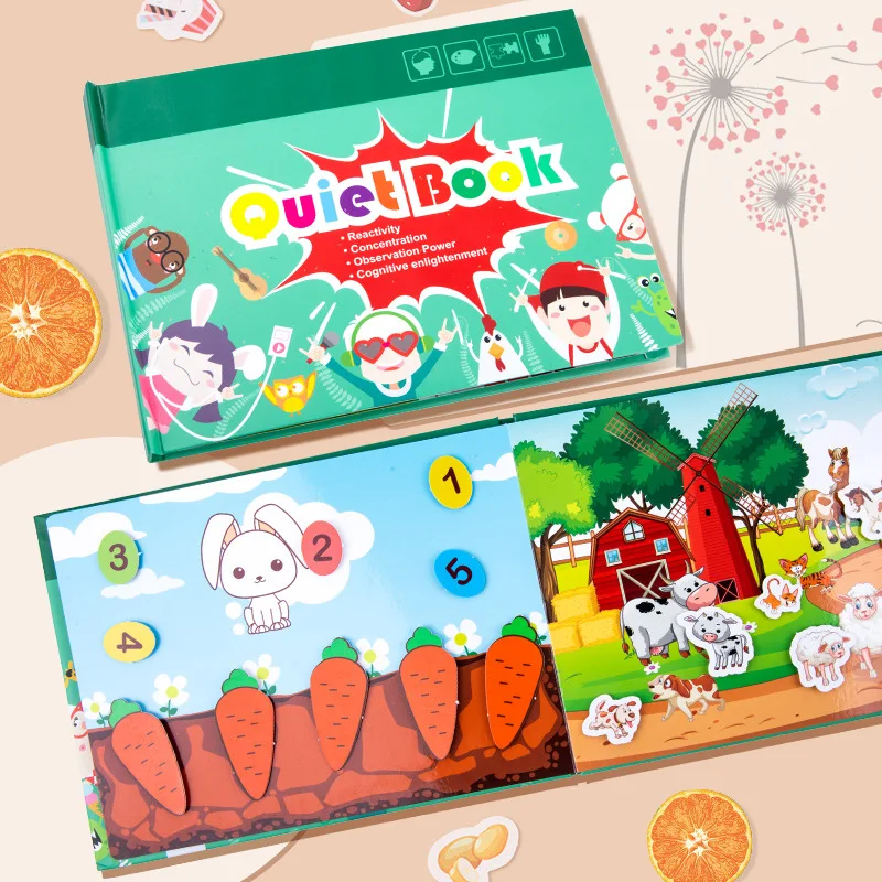 Montessori Quiet Book Children Toy Paste Book My First Busy Book Animal Numbers Matching Puzzle Game Educational Toy Gift