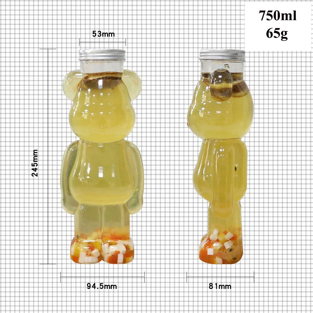 Factory Wholesale Violent Bear Bottles 400 Ml 500 700 PET Food-grade Material Customizable Colors.