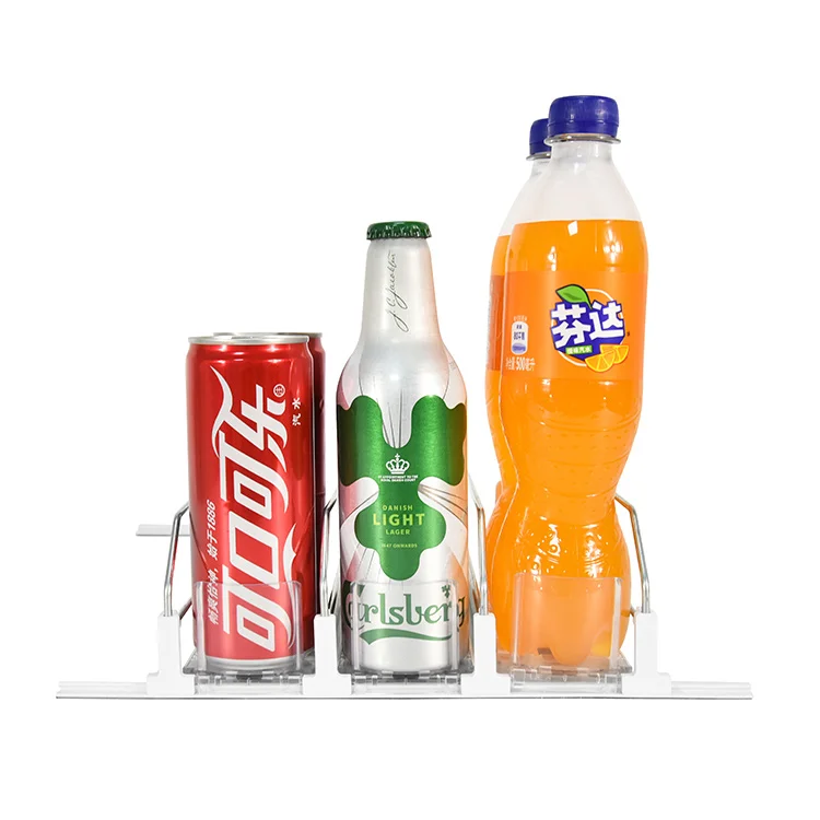 Automatic Retail Store Ture Cooler Adjustable Shelve Canned Water Tray Glide Pusher For Frefridgerator