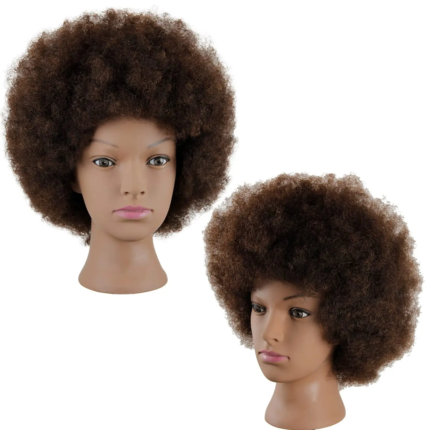 Hair Mannequin Cosmetology Doll Head Tight Curls Hair-styling Practice Head Hairdress Manikin Training Head