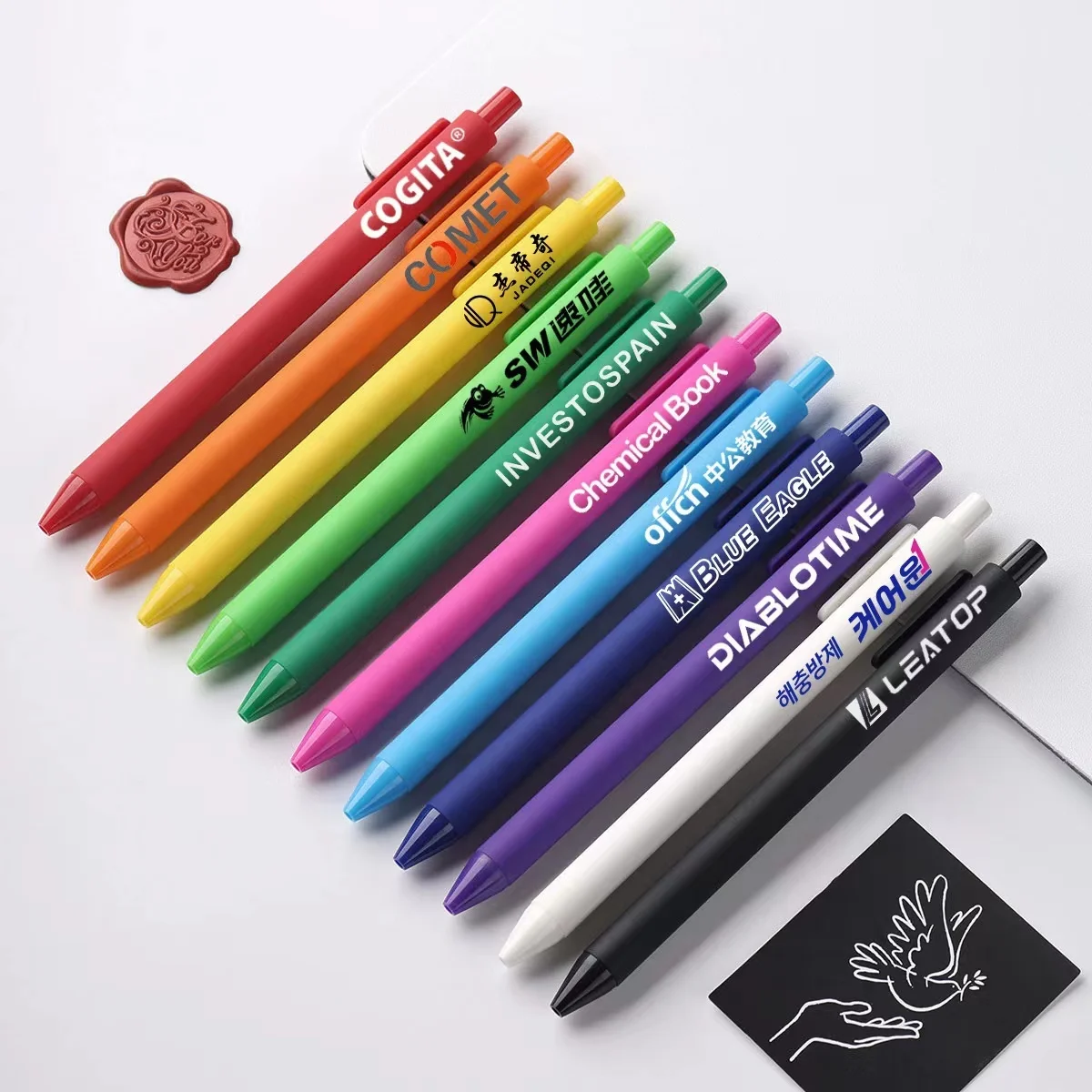 Hot Selling Wholesale Plastic Gel Pen Custom Logo Printed Pen Multiple Color Retractable Soft Rubber Click Plastic Pen