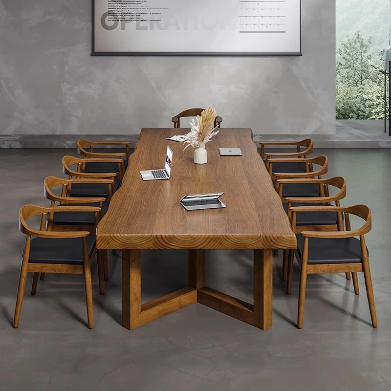 Simplicity Thickened Solid Wood Large Board Office Leisure Business Meeting Negotiation Writing Desk Workbench Conference Tables