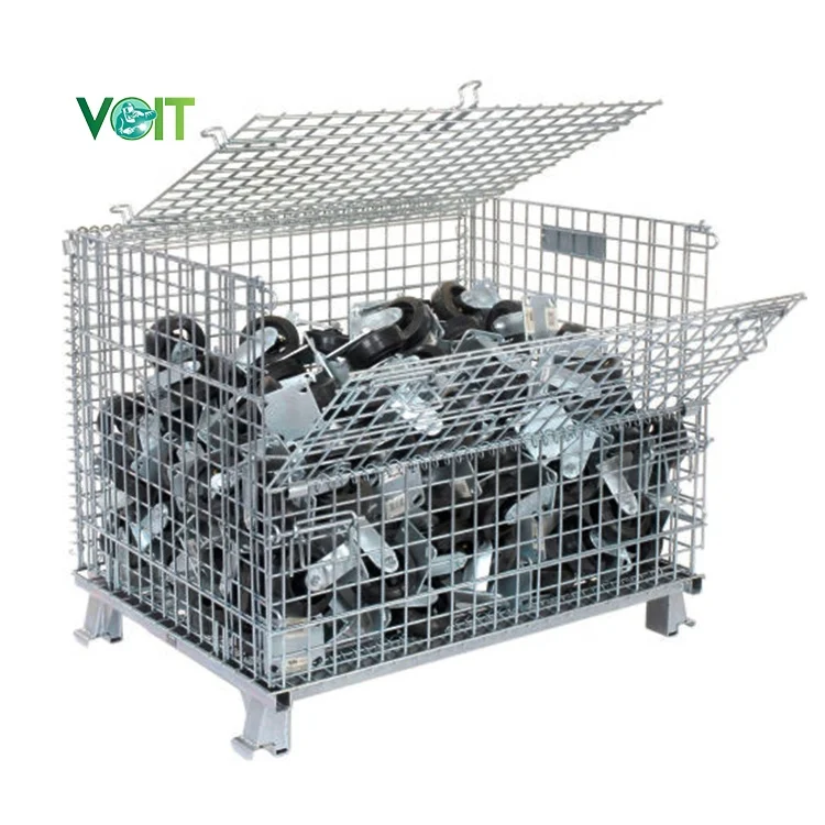Heavy Duty Steel Industrial Warehouse Storage Mesh Wire Metal Crate