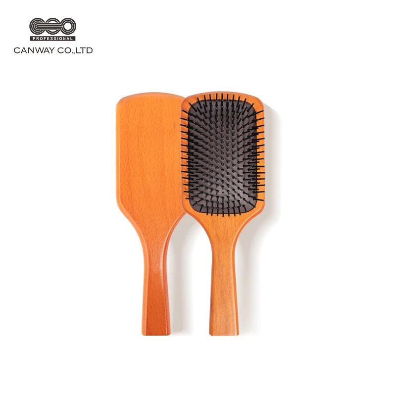 Natural Wooden Bamboo Brush and Detangle Instead of Brush Massage Scalp Cleaner Tool Eco Friendly Paddle Hairbrush for Women Men