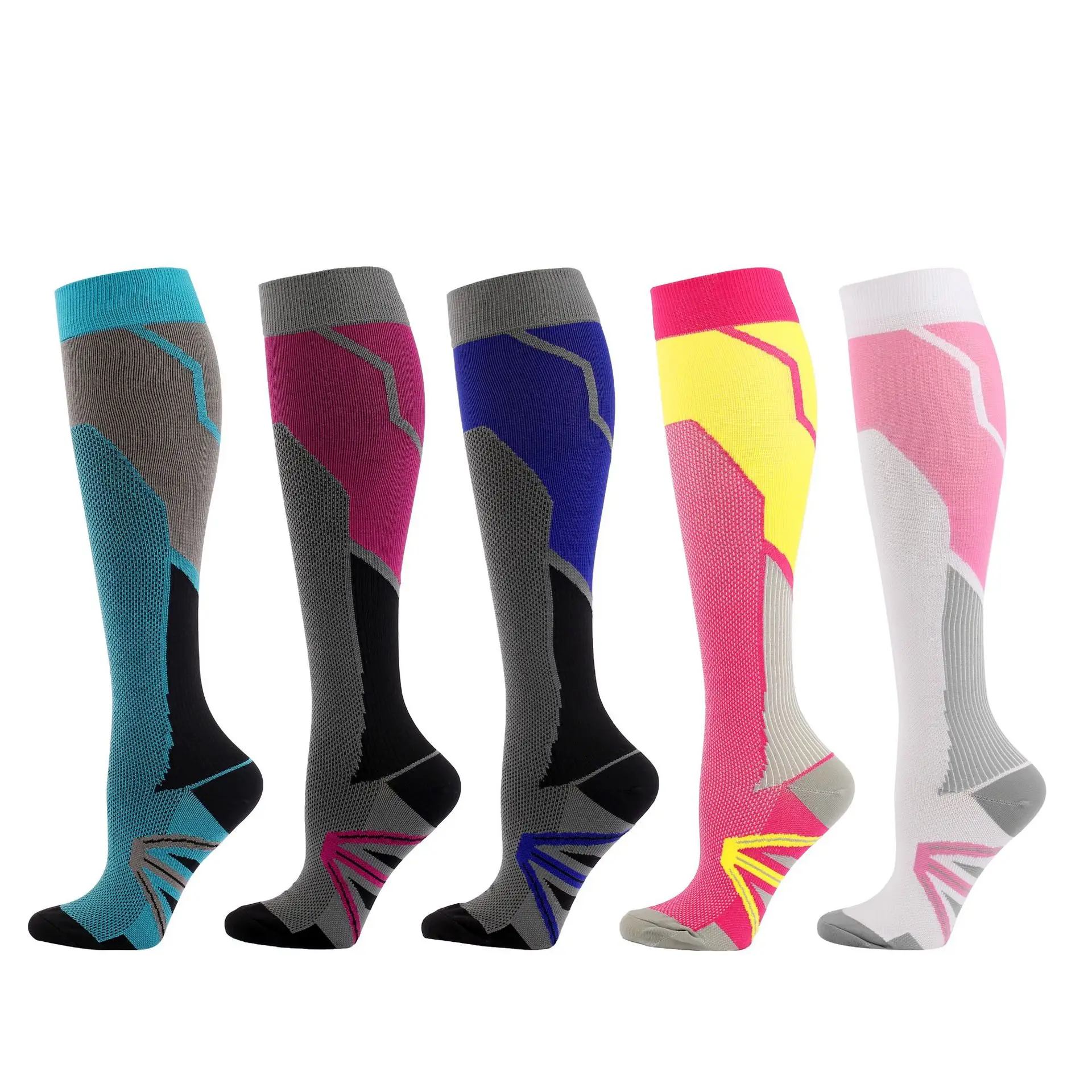 Adult Youth  Colorful Knee High Compression Socks Training Sports Running Tennis Sport Graduated Compression Running Socks