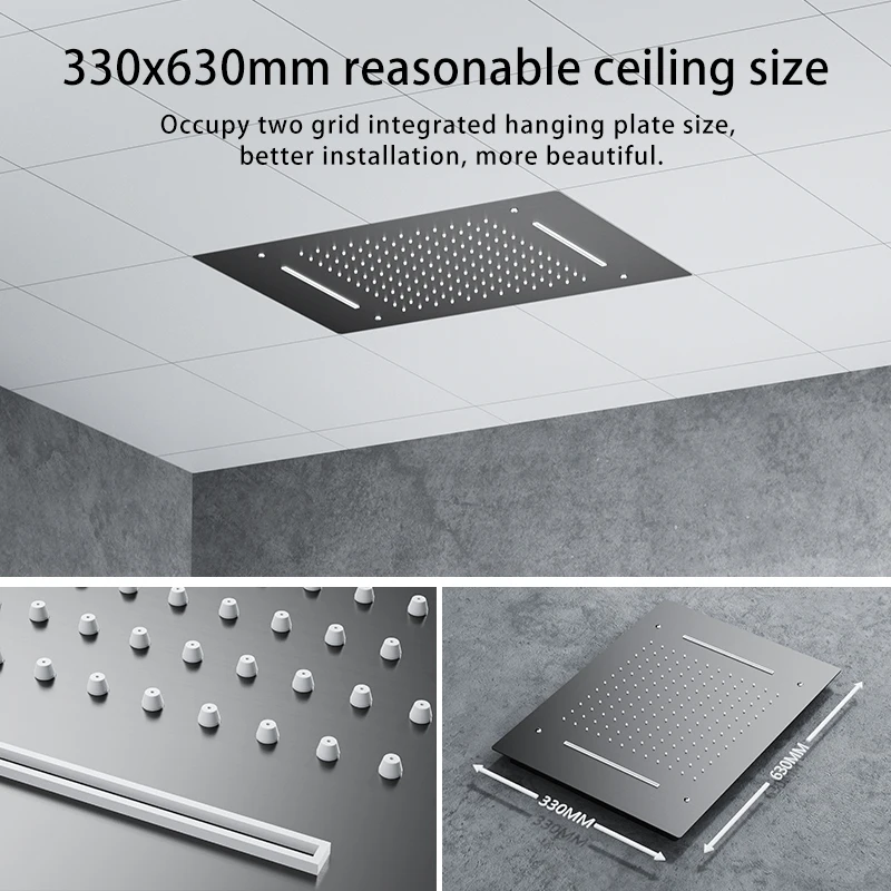 BTO 3 features suspended ceiling bathroom sets shower with large waterfall effluent with handheld shower