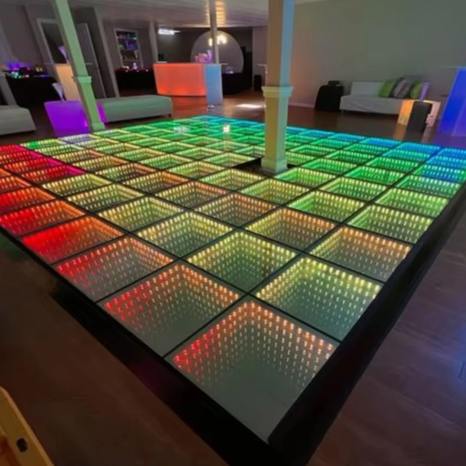 Infinity Digital Glass RGB Interactive Magnetic Waterproof Tiles Outdoor White Lighting Controller Stage Lights LED Dance Floor