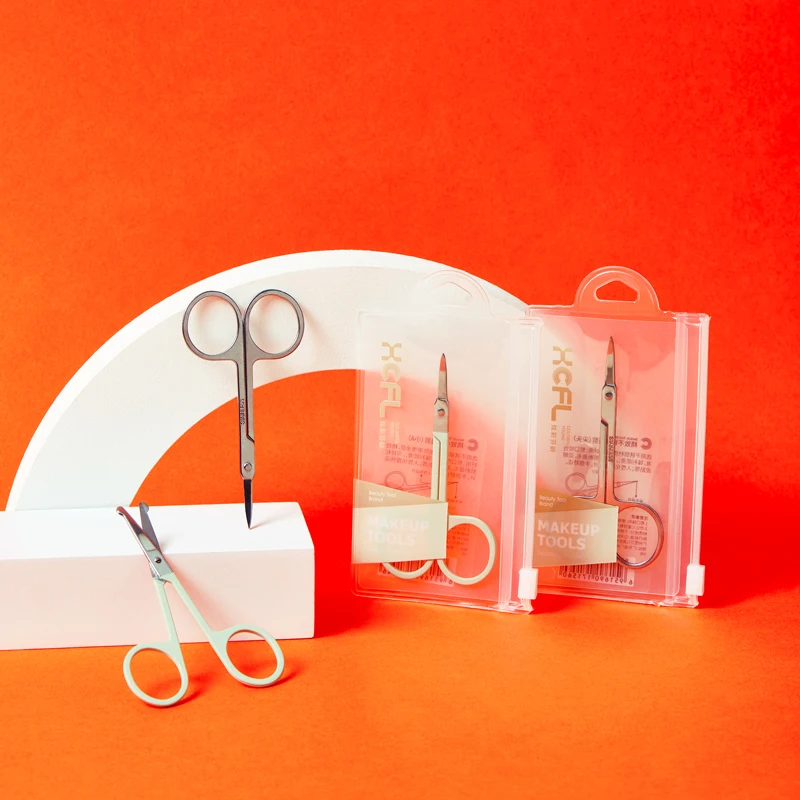 Wholesale High Quality Durable Stainless Steel  Silver Curve Eyebrow Scissors Makeup Tools