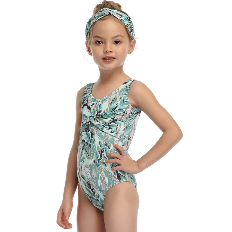 
2021 Hot Selling Girl One Piece Swim Suit Printed Bathing Suits Toddlers Kids Beach Wear 