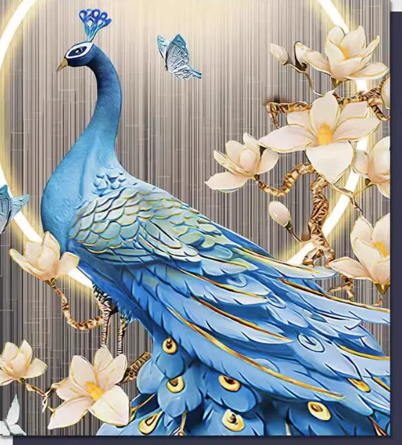 Abstract Hallway Light Luxury Wall Art Crystal Porcelain Painting for Entrance Decoration and Wall Hanging