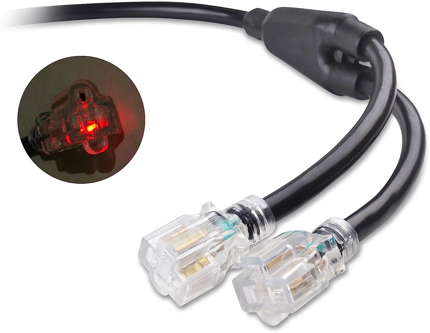 3 Feet 3 Prong NEMA L5-30P to 2X 5-20R 30 Amp to 20 Amp Adapter for Generator Power cord (30 AMP to 110 Adapter Splitter)