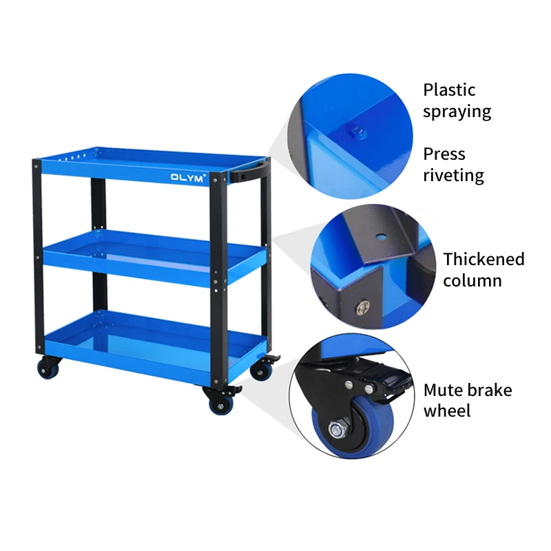 hot selling three shelves steel tool cart storage