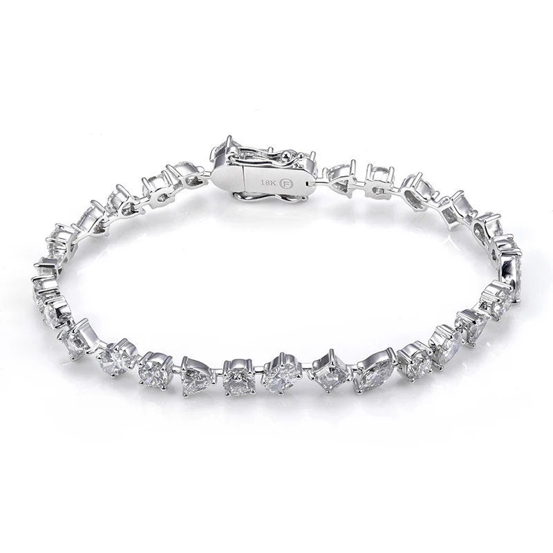 18K White Gold various shapes lab grown diamond tennis bracelet fashion jewelry bracelets & bangles