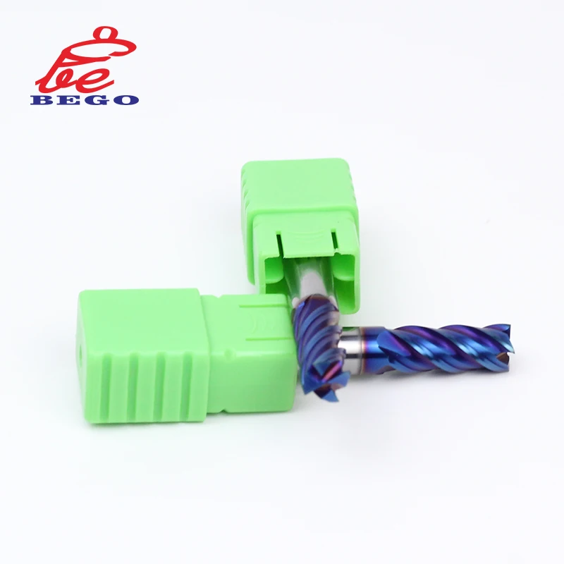 Naco Blue Coated HRC65 Tungsten Carbide End Mill Cutter For High Temperature Titanium Alloy