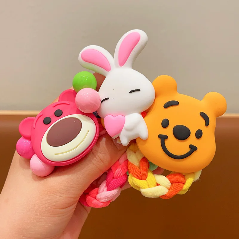 Hot Selling Cute Cartoon Durable Rubber Band Dog Bear Rabbit Knit Hair Ties For Girls