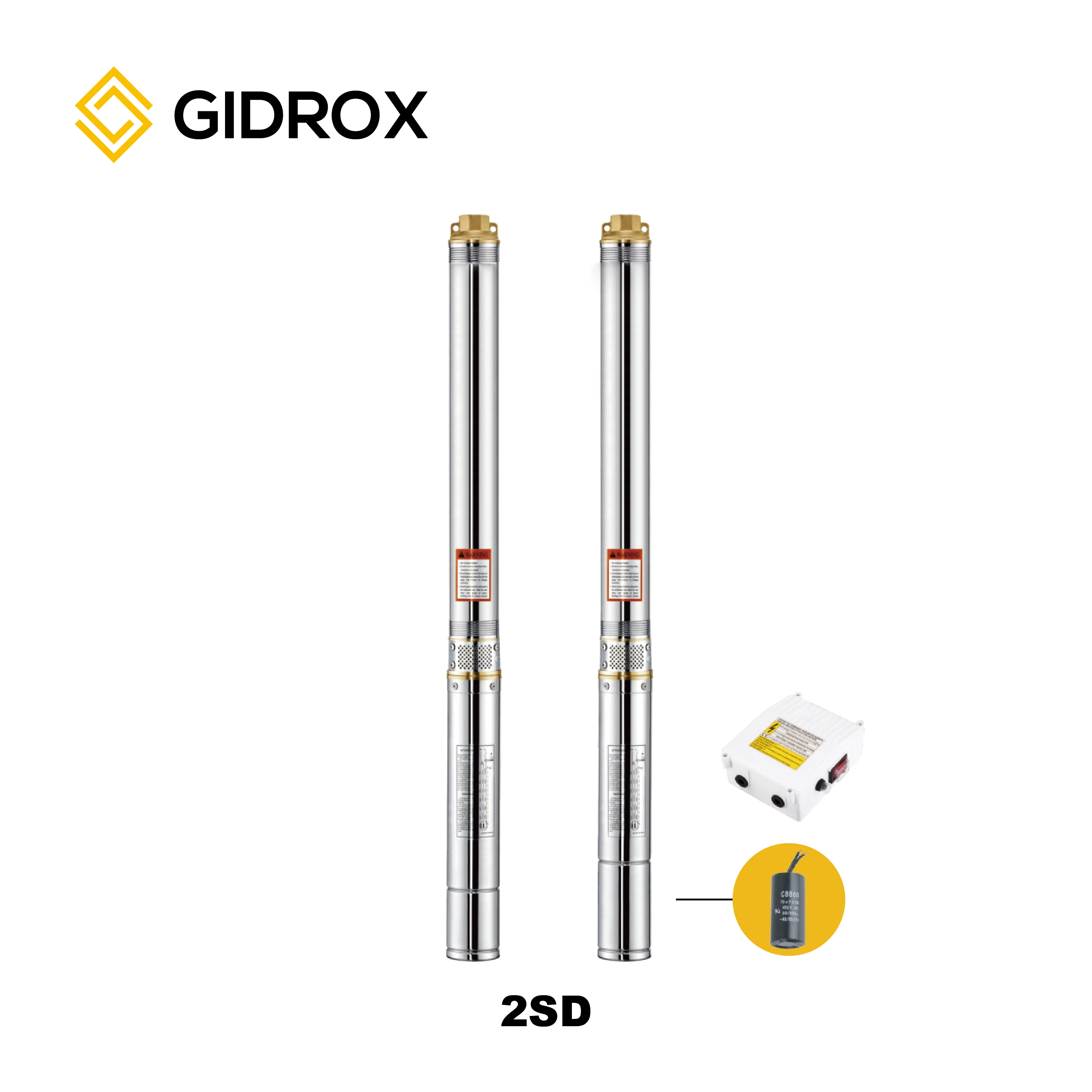 GIDROX Submersible  irrigation Stainless steel Submersible deep well pump 2 inches submersible bore well water pump
