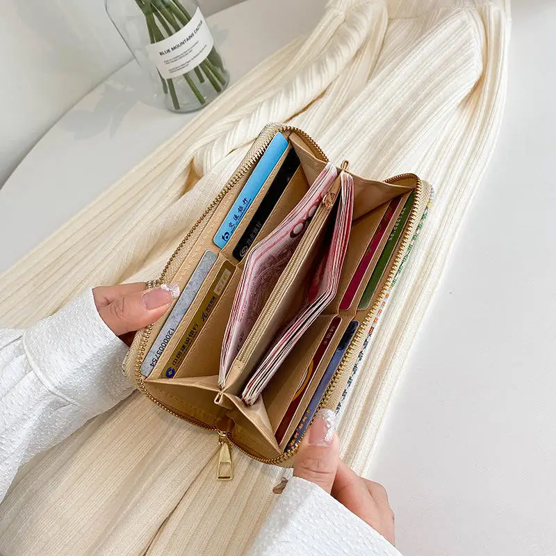 cheap ladies Luxury wallets & holders bolsos para mujeres mobile linen coin card purse bags for women 2023 Korean large capacity