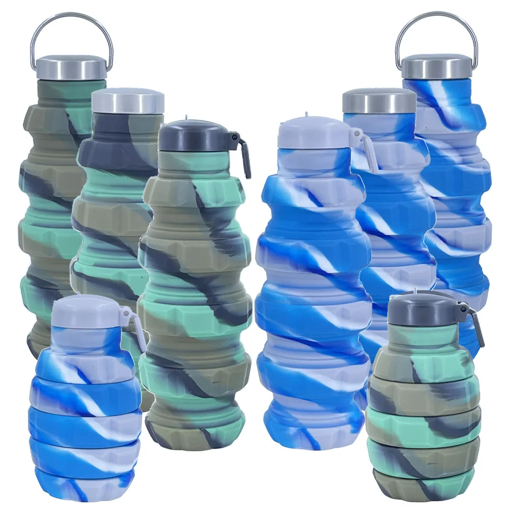 Silicone grenade shaped water bottle outdoor cycling collapsible water cup portable camo combat water bottle