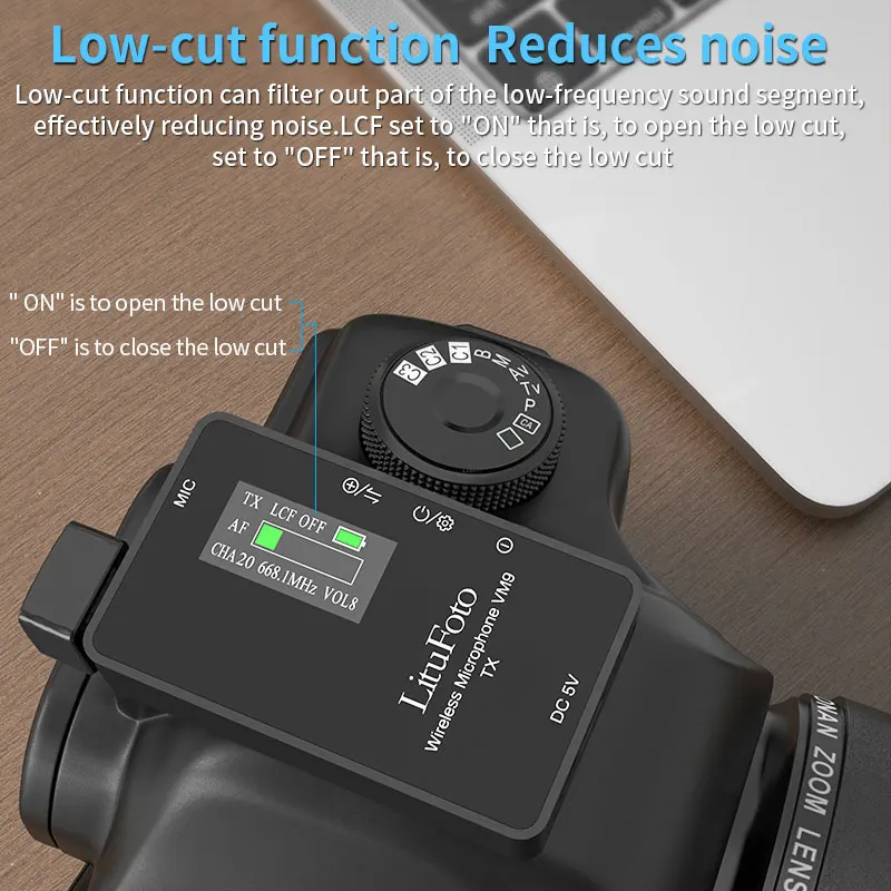 VM9 1V2 UHF Lavalier Wireless Microphone Mic 20 channel adjustable for DSLR Smartphone laptop for 4-5 Hrs Recording Videos