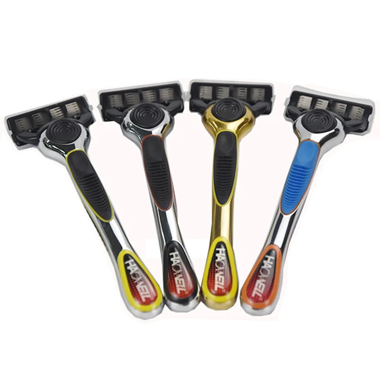 Сменный металлический картридж B502DR с резиновой ручкой, 5 лезвий, система бритвенных лезвий, бритвенный станок для мужчин