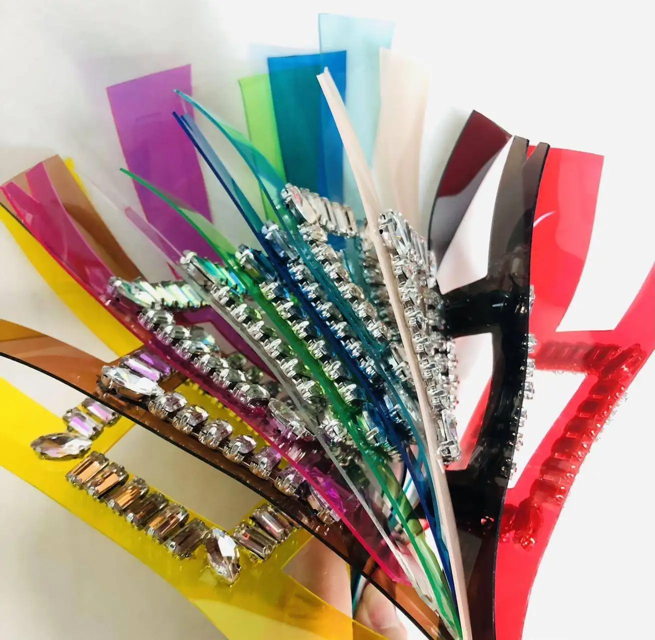 Handmade nailing Glass rhinestone TPU Sandal upper High heel shoe flower Shoe material