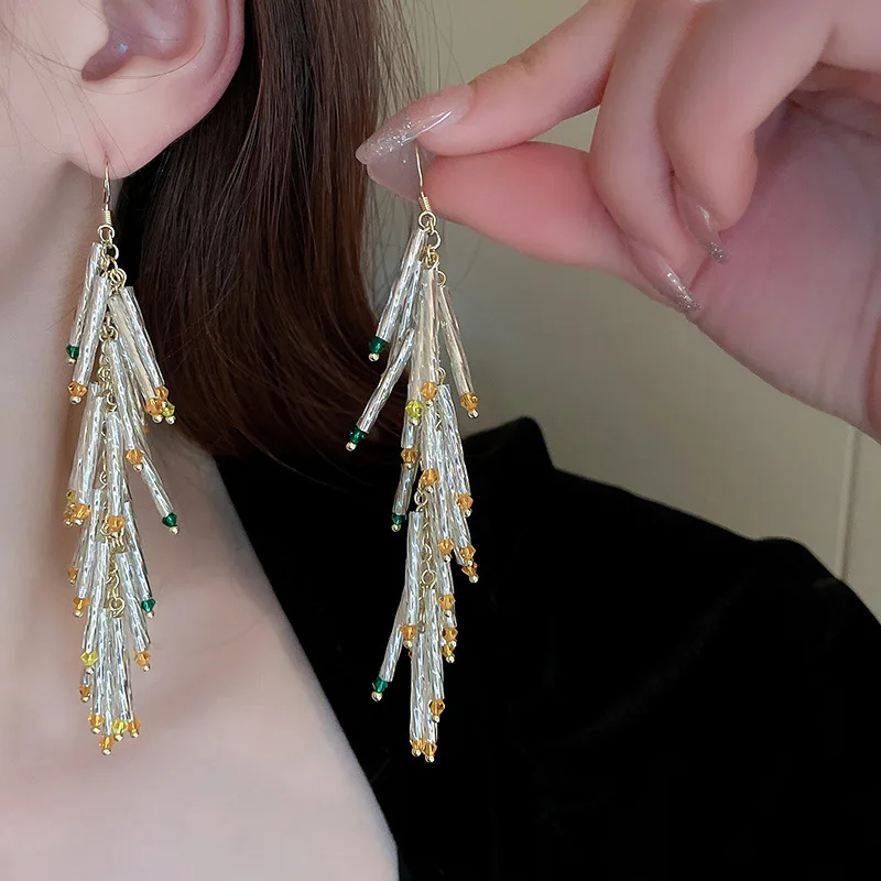 fashion quality large crystal rhinestone dangle earrings