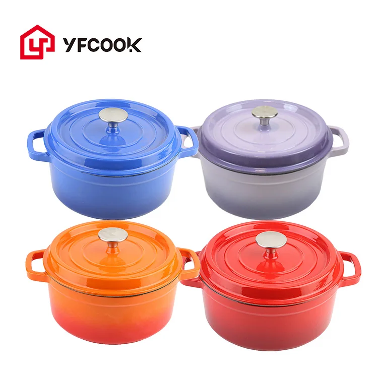 Hot Sale 10/16/20/22/24/26/28CM Sky Blue Dutch Oven Food Warmer Set Casserole Enameled Cast Iron Casserole Dish