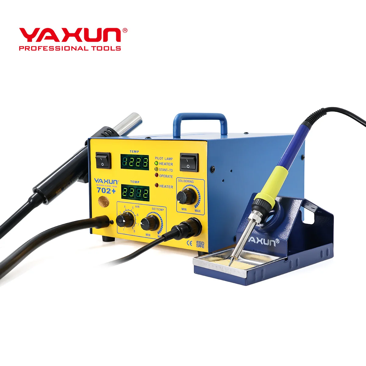 Новый горячий воздух автоматическое отключение YX-702 YAXUN + SMD станция для ремонта 2 в 1 горячего воздуха и паяльника BGA мобильных телефонов