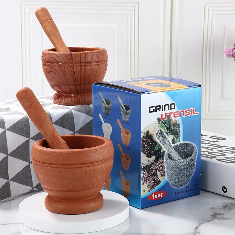 Syh395 Manual Garlic Pounder Herb Spice Mixing Grinding Crusher Bowl Pounding Medicine Jar Kitchen Pestle Grinder