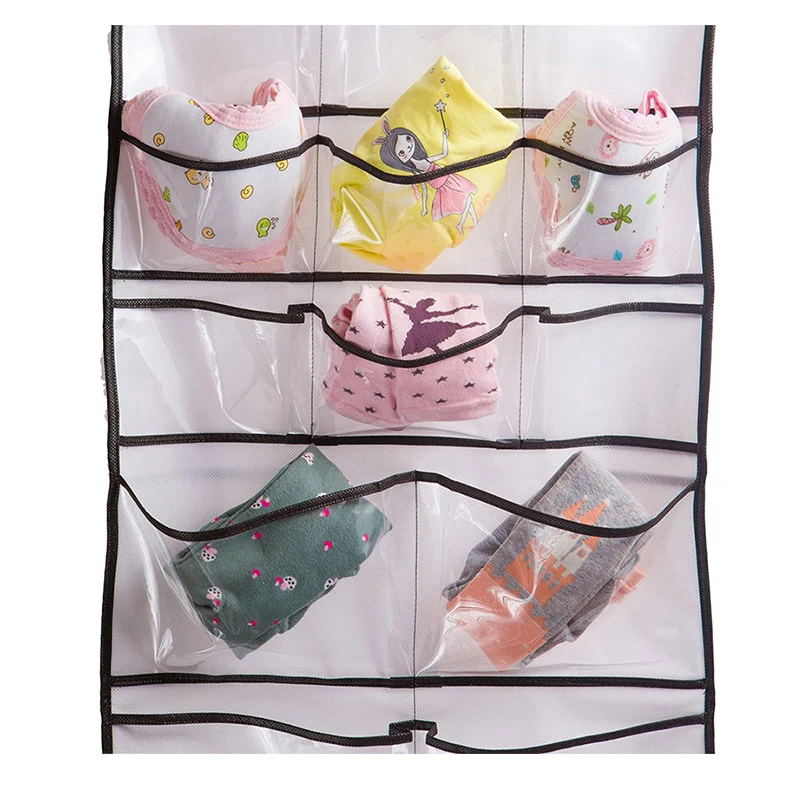 24 Pocket Shoe Organizer Hanging Shoe Holder with 24 Extra Large Fabric Pockets for Storage Shoes Slippers