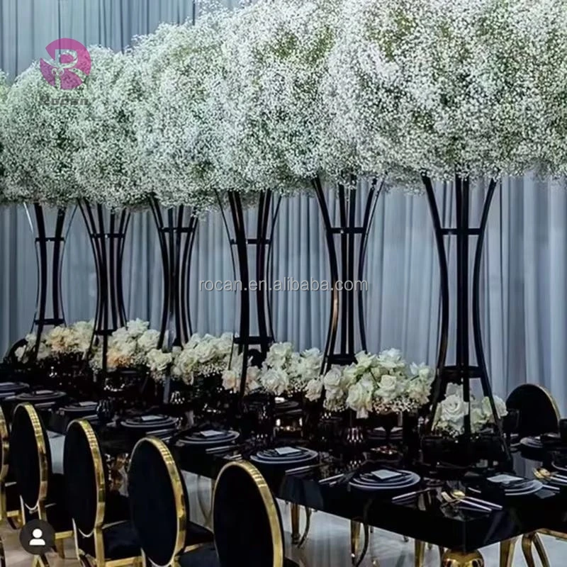 Black Table Flower Stand Black Rise Flower Display Vase Centerpieces for Wedding Paty Decoration