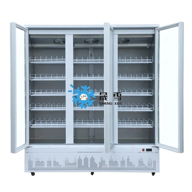 Single-Temperature Vertical Freezer with Glass Door Hypermarket Supermarket Cool Refrigerator for Displaying Frozen Chicken