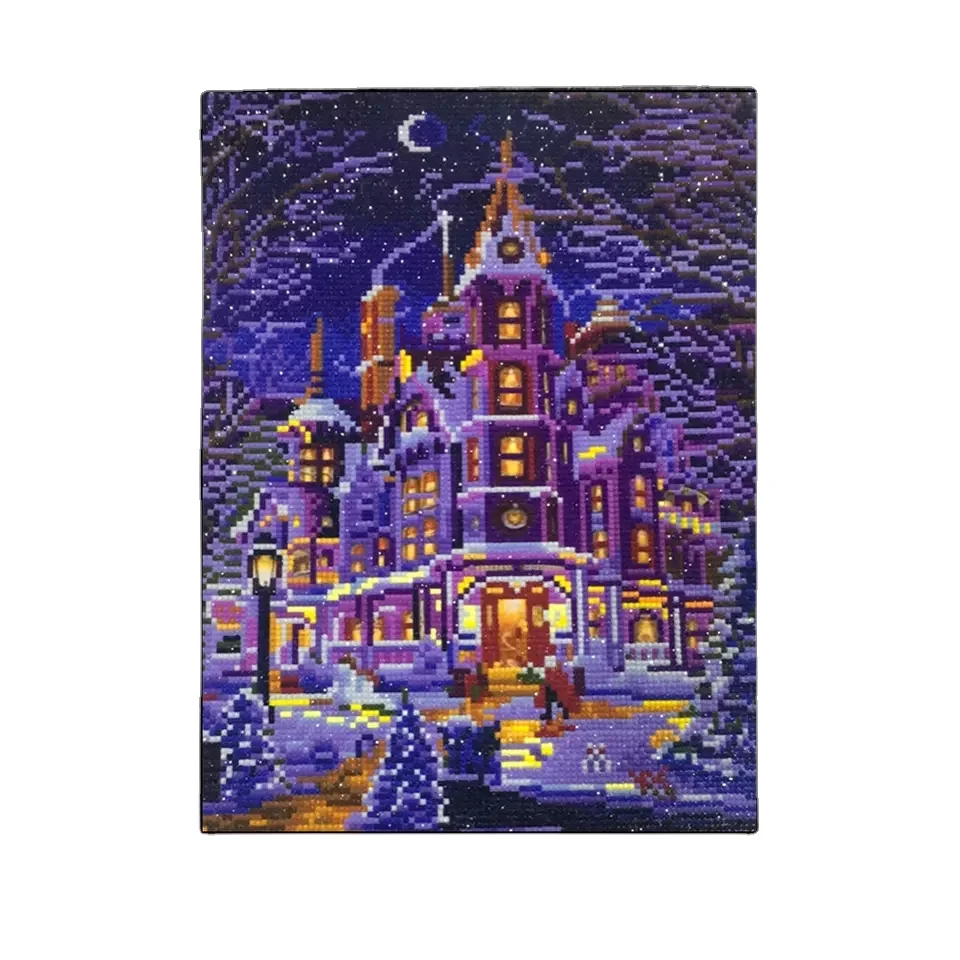 New arrival Led Light Diamond Paintings Luminous Round Beads Partical Drill Crystal diamant painting with frame